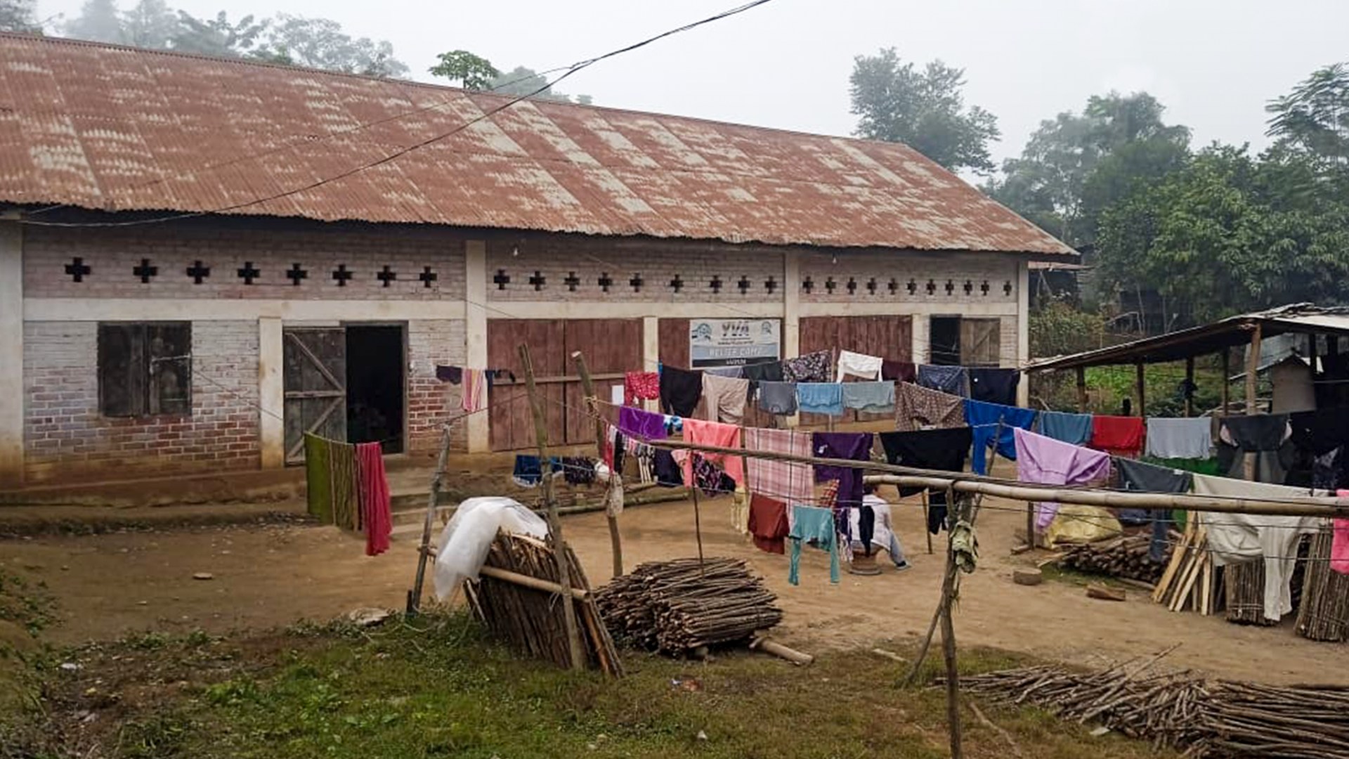 The relief camp in Manipur where Lamjagou Vaiphei lives with his wife, three children, and seven other families.