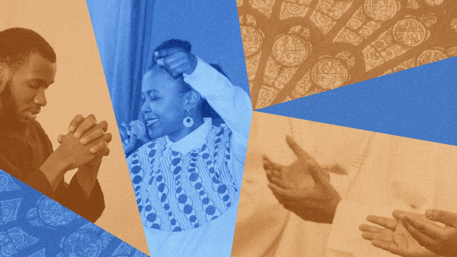 A black man and woman praying.