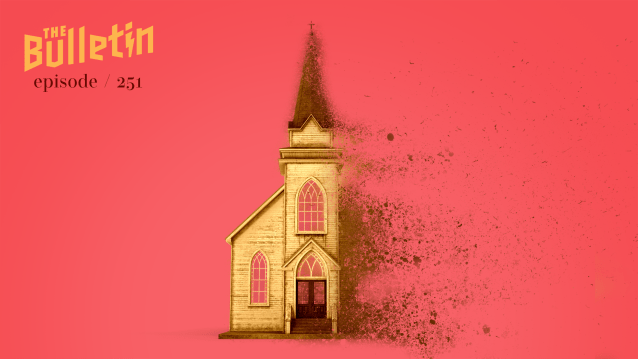 A traditional church building that is turning into dust.