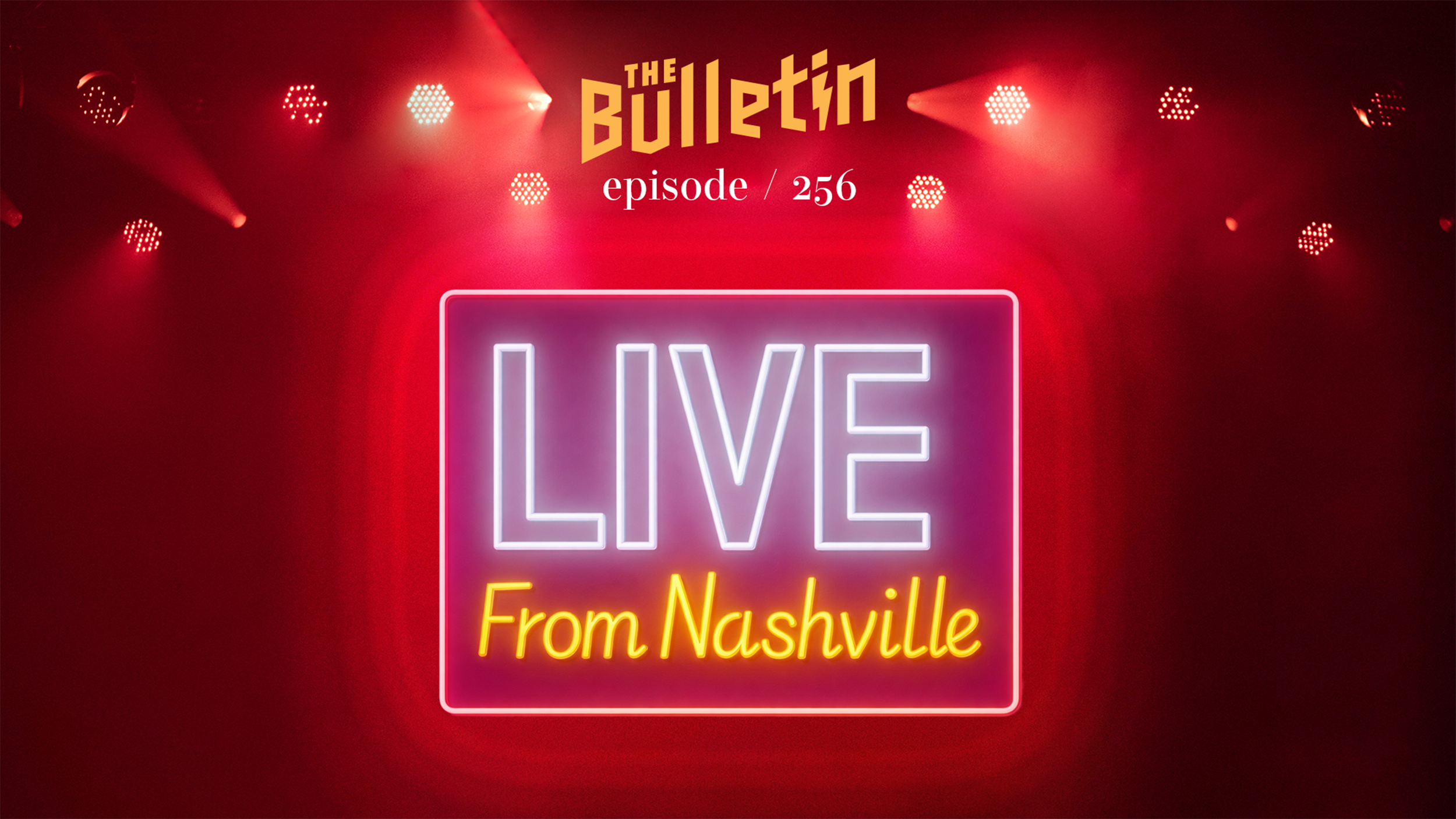"Live From Nashville" in neon lights surrounded by stage lights.