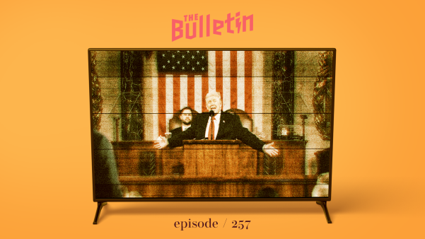 Image from the State of the Union address on a television.