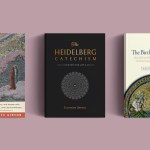 Three books on a pink background.