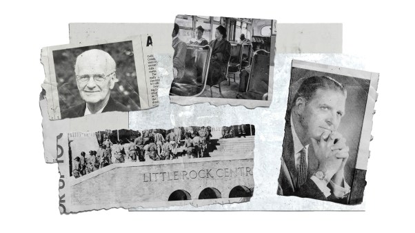 Newspaper clippings showing Carl Henry, Nelson Bell, and civil rights events.