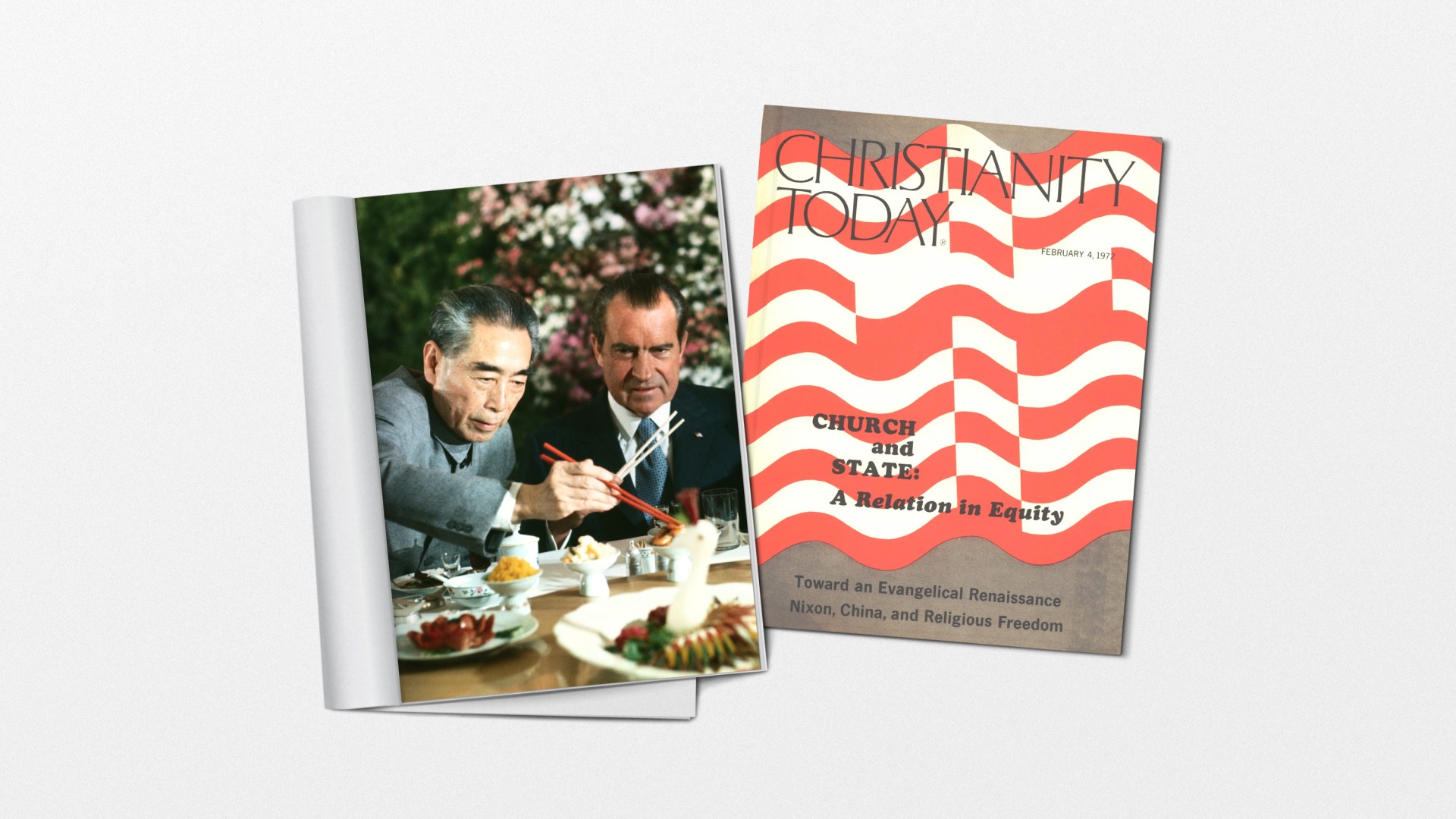 Richard Nixon Eating with Zhou Enlai in 1972.