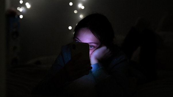 A girl on her phone.