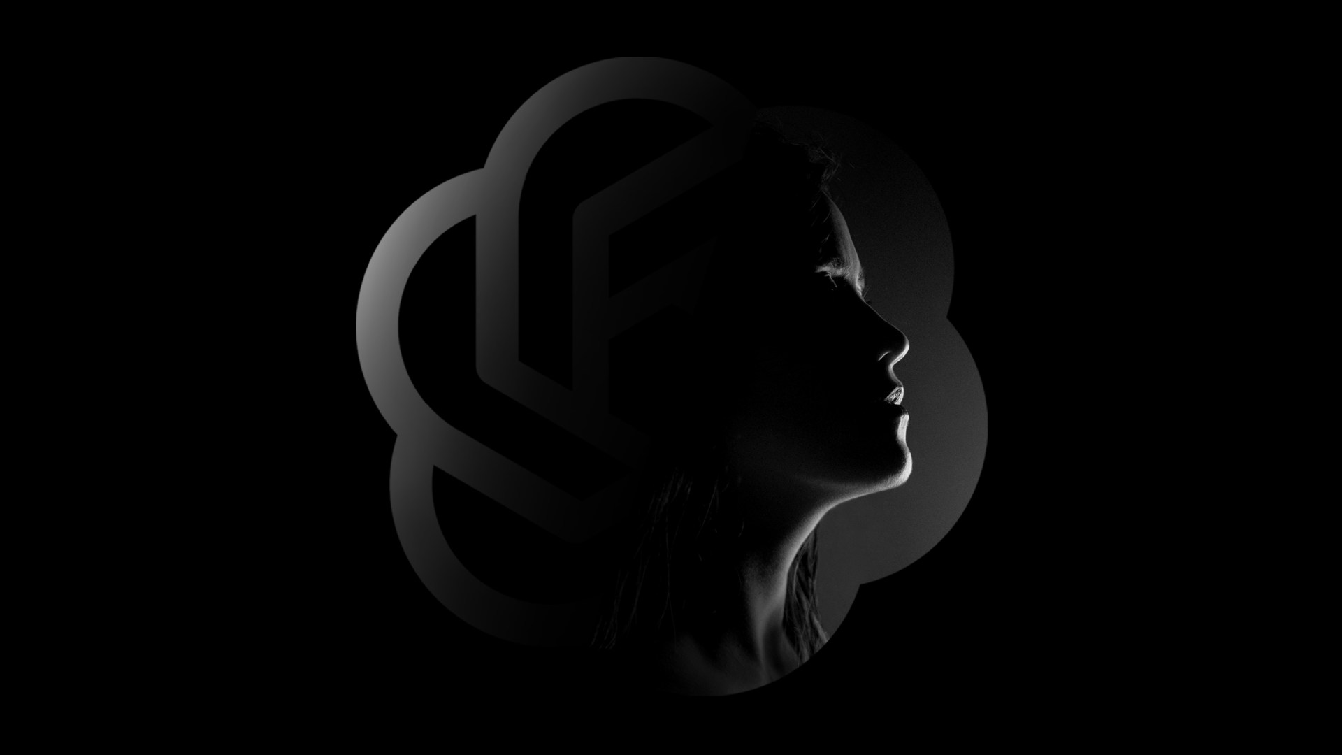 The ChatGPT logo and a woman's profile.