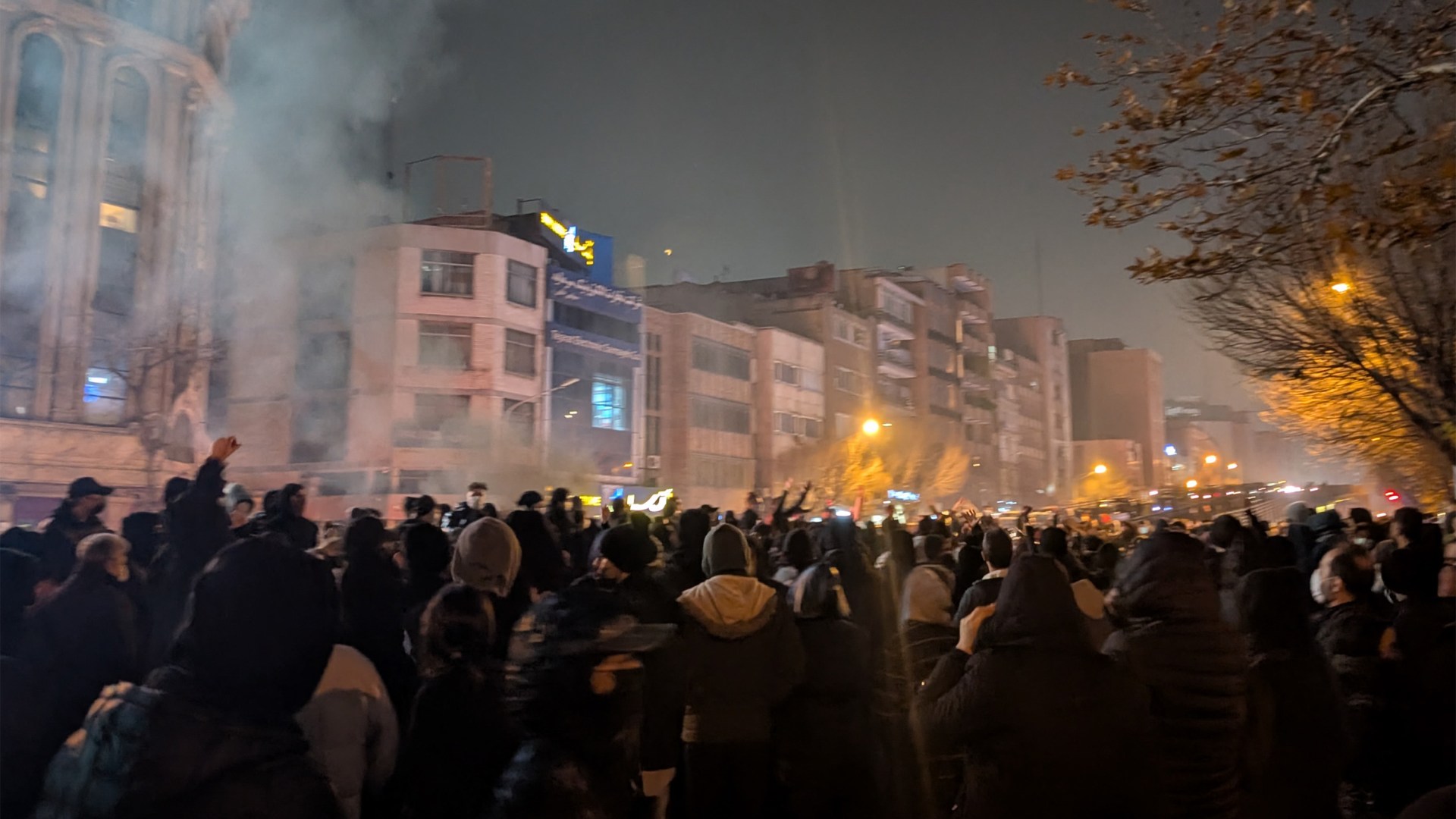 Iranian protesters gathering on Enghelab (Revolution) Street during a demonstration in Tehran, Iran, on January 8, 2026.