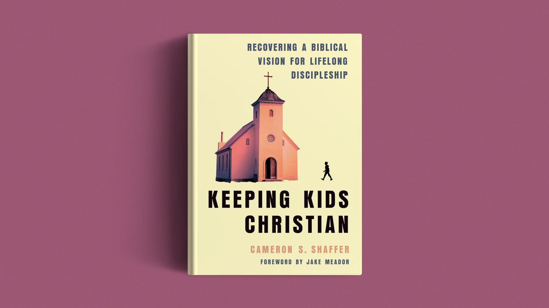 The book on a purple background.