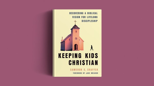 The book on a purple background.