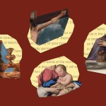 Fragments of Psalm 110 with paintings from the Bible.