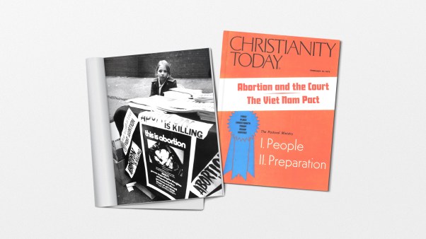 A CT magazine cover from 1973 and an image of an anti-abortion poster.