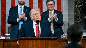 President Donald Trump delivers the State of the Union address during a joint session of Congress at the Capitol in Washington, DC on February 24, 2026.