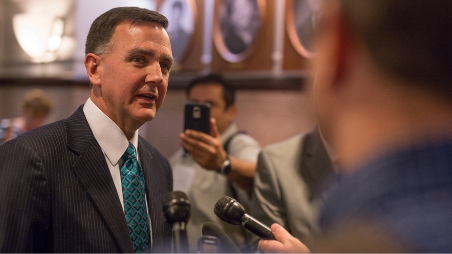 man being interviewed