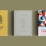 Three books on a brown background.