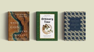 Three books on a cream background.