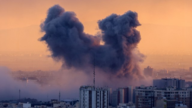 Smoke rises from a strike on Tehran on March 3, 2026.
