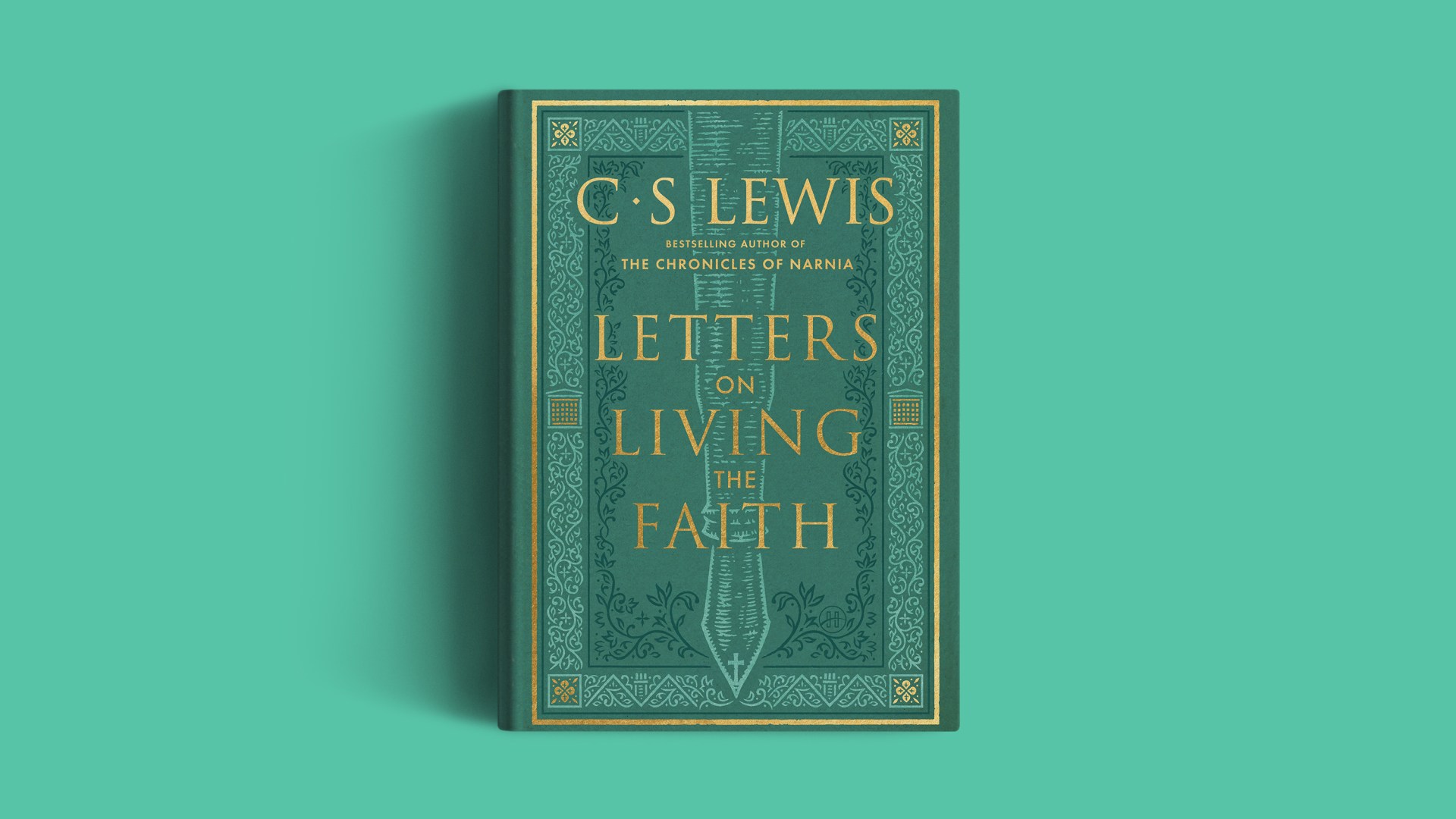 The book on a green background.