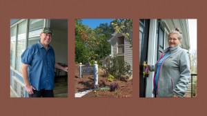 Photos of residents in their new apartments.