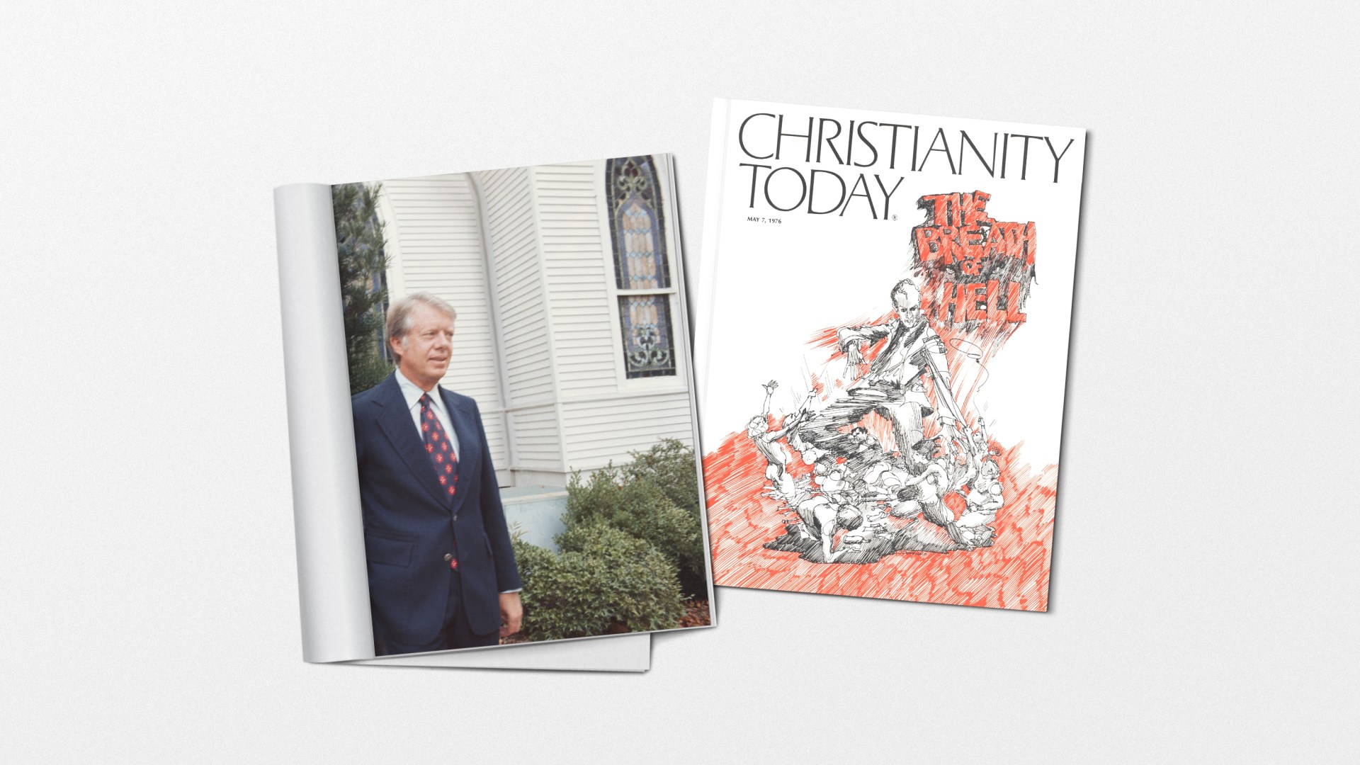 An image of President Carter and a CT magazine cover.