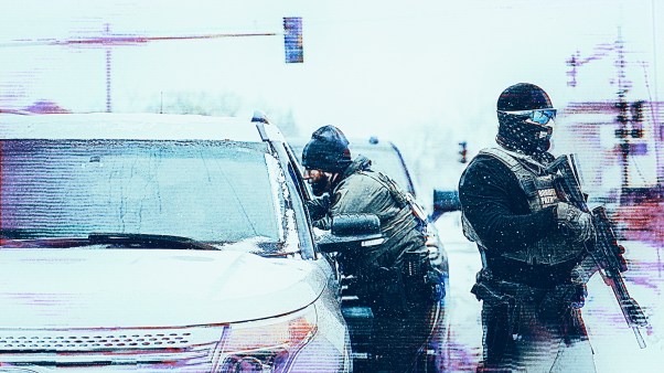 Border Patrol agents conduct a traffic stop in Minnesota in January.