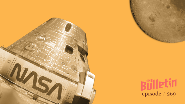 NASA's Orion spacecraft and the moon.