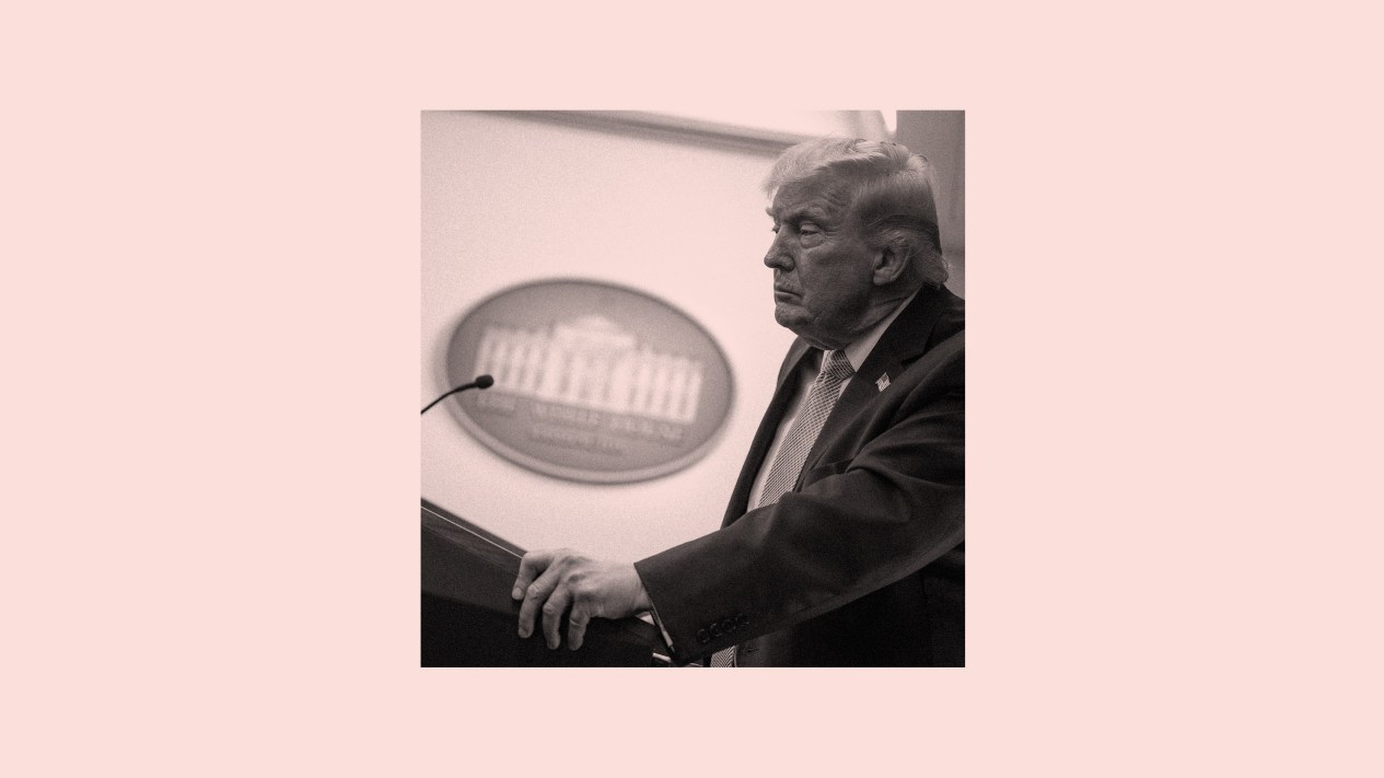 U.S. President Donald Trump answers questions during a press conference on Iran on April 06, 2026 in Washington, DC.