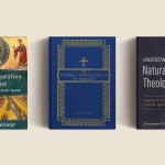 Three books on a cream background.