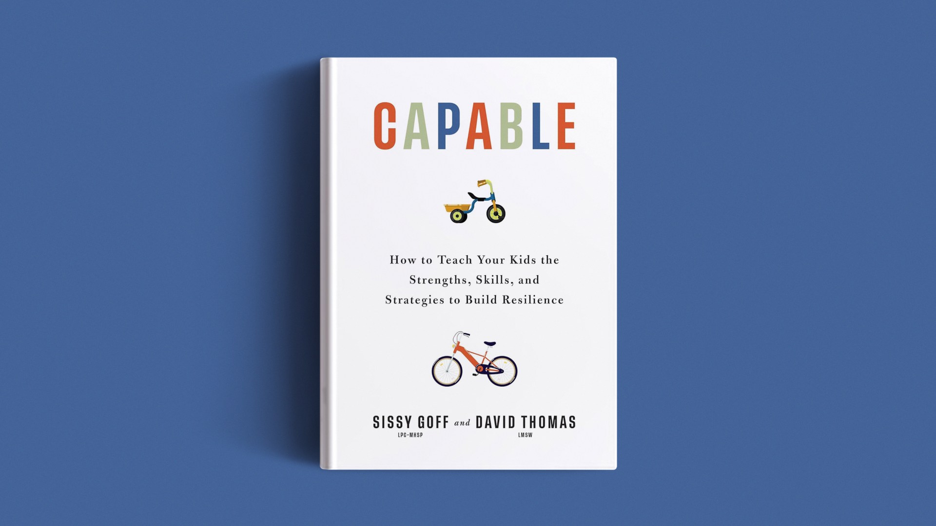 The book on a blue background.