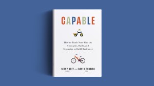 The book on a blue background.