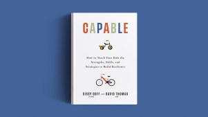 The book on a blue background.