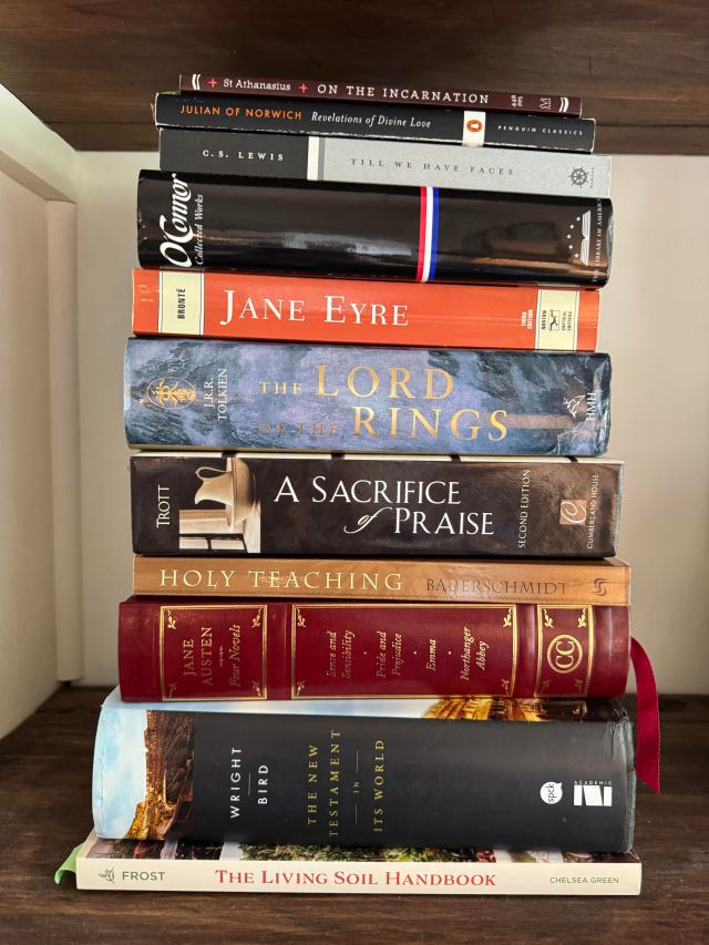 A stack of books on a table