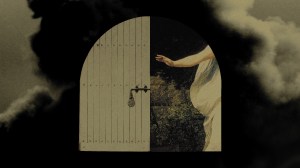 A closed door, an image of Jesus, and smoke from missiles in Iran.