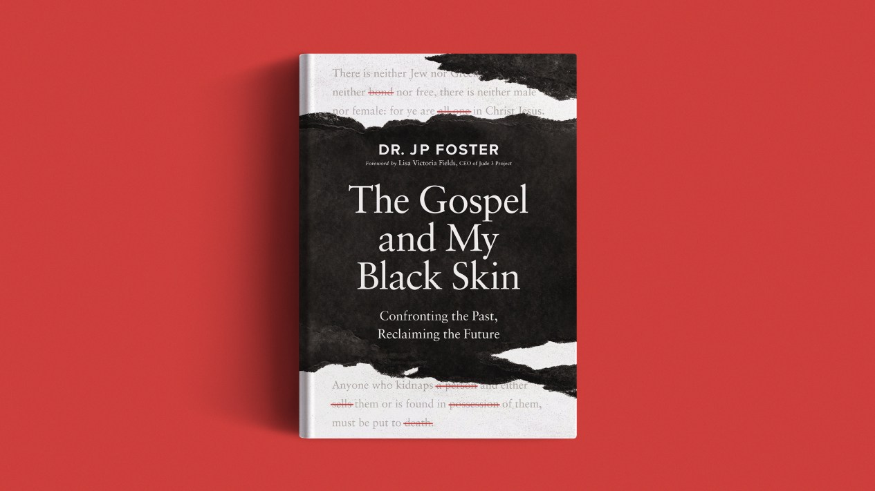 The book on a red background.
