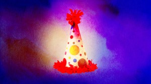 A glowing party hat.