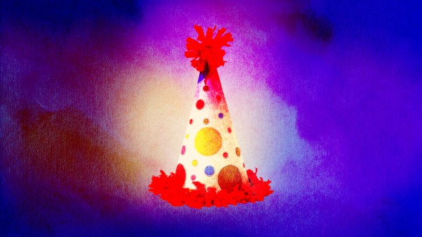 A glowing party hat.