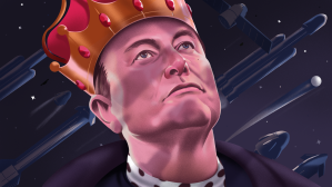 Elon Musk wearing a crown.