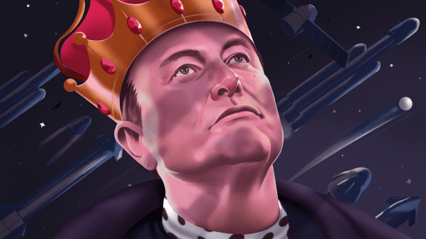 Elon Musk wearing a crown.