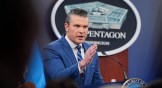 U.S. Secretary of War Pete Hegseth speaks during a press briefing at the Pentagon on April 08, 2026.
