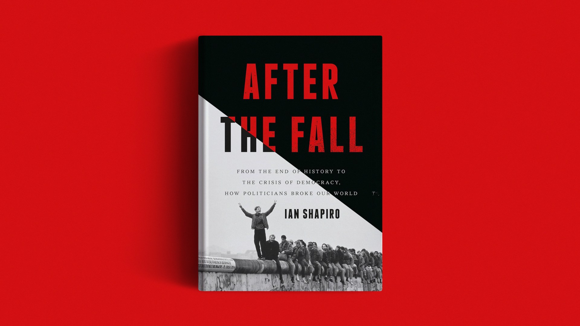 The book on a red background.