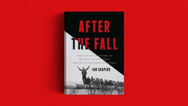 The book on a red background.