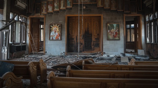 A damaged Christian church near the National Police Headquarters in downtown Khartoum.
