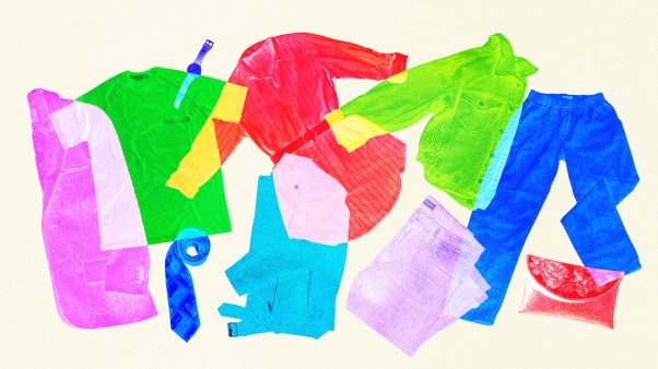A pile of colorful clothes overlapping each other.
